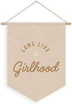 Girl Nursery Decor, Long Live Girlhood Linen Canvas Banner by Unknown