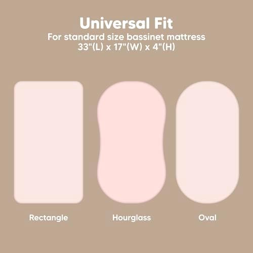 2-Pack Baby Bassinet Sheets Girl, 33x17 Bedside Sheets - Image 3