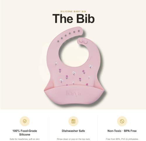 Kaya Silicone Baby Bib Pack of 2, BPA-Free Waterproof Food Catcher, Adjustable - Image 5