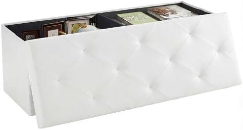 DUMOS 43 Inch Folding Storage Ottoman Bench, Large Ottoman by DumosLifestyle