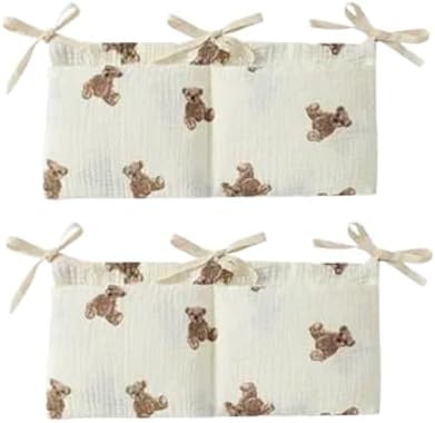 2Pcs White Bedside Hanging Bags Milk Bottle Bib-Storage Crib Organizer Baby by Unknown
