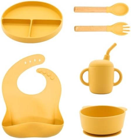 Silicone Baby Feeding Set 6 Pcs, Baby Led Weaning Supplies, Baby Feeding by Unknown