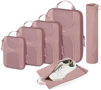 BAGSMART 6 Set Compression Packing Cubes, Travel Luggage Organizer Bags by BAGSMART