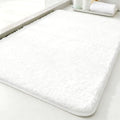 Polyester Bathroom Rug 20"x32" White, Non-Slip Soft Shaggy Bath Mat by Kildoss
