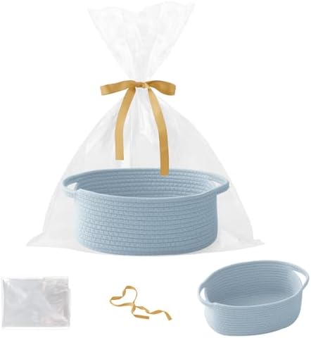 Blue Woven Rope Basket by HZFTJOY