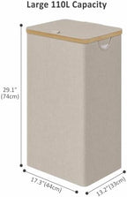 IEGrow Laundry Hamper with Lid, 110L Laundry Basket with Mesh Bags - Image 2