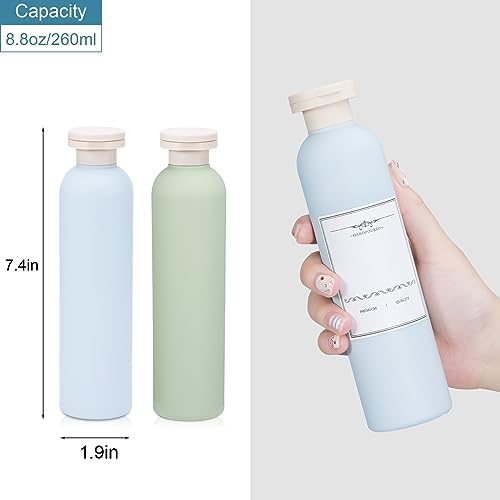 8.8 oz Plastic Travel Shampoo Bottles, Refillable Flip Cap Squeeze Bottles - Image 2