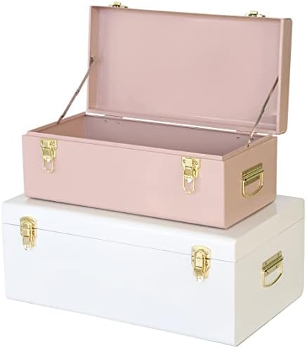 Vixdonos Metal Trunks College Dorm Steel Chests Decorative Storage Box Set of 2 by Vixdonos