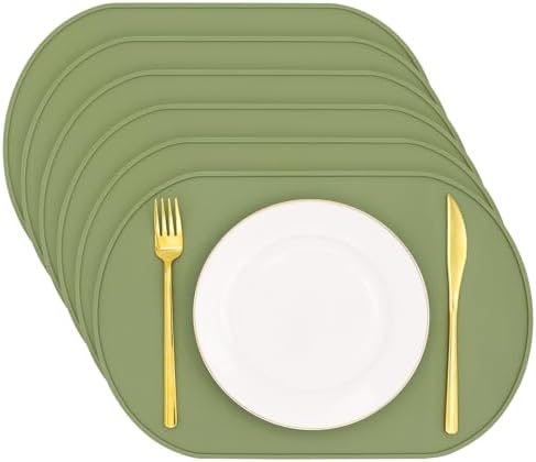 Silicone Placemat Set of 6, Heat Resistant Placemats by yuuzue