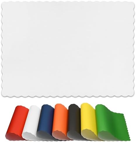 Disposable Paper Placemats – Premium, 50 Pack of White Scalloped Edge Placemats by THESCALLOPEDPLACEMATS