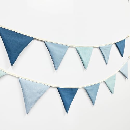 Dusty Blue Party Decorations 2 Strings Dusty Blue Pennant Banner Flags Garland - Image 4