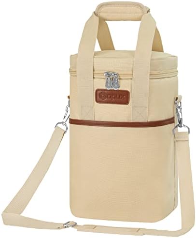 opux Insulated Wine Cooler Bag, Leakproof 4 Bottle Wine Tote Carrier by OPUX