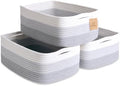Woven Rope Baskets for Organizing, 3 Pack, 15.5 x 11 x 5.5" Storage Bins by NaturalCozy