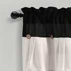 Lush Decor Linen Button Farmhouse Valance Curtians 52" W x 18" L Black & White - Image 2