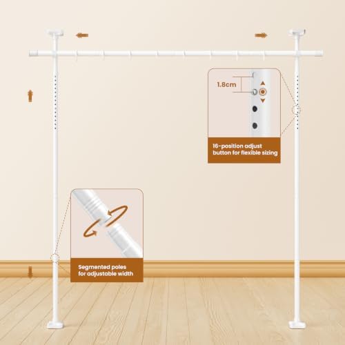 Room Divider Curtain Rods No Drilling, Adjustable Wall Divider 4-10Ft - Image 5