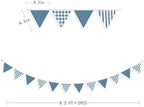 2 Sets Blue Pennant Banner Flags 24Pcs Blue Plaid Striped Garland Linen Fabric - Image 2