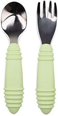 Bumkins Toddler Utensils, Kids Size Fork and Spoon Set, Silicone and by Bumkins