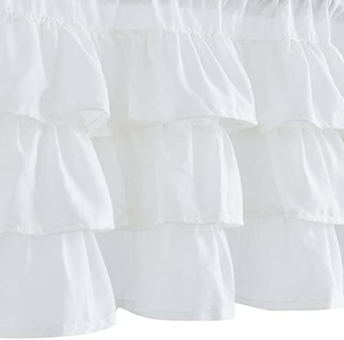 jinchan Off White Linen Ruffled Valance Curtain 18 Inch Rod Pocket 1 Panel - Image 6