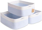 Woven Rope Baskets for Organizing, 3 Pack, 15.5 x 11 x 5.5" Storage Bins by NaturalCozy