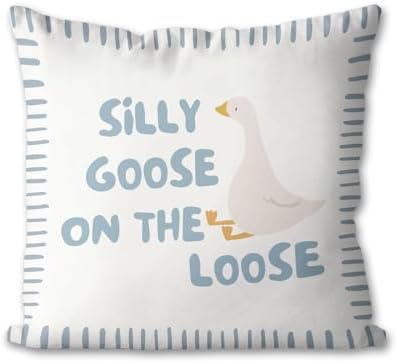 Cute Blue Silly Goose Pillow Cover Toddler Boy Bedroom Decor by Unknown