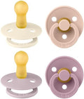 BIBS Colour Soother 4-Pack, BPA Free Dummy Pacifier, Round Nipple. Natural by BIBS