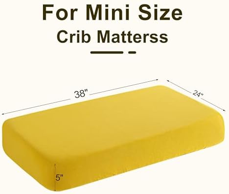 NTBAY Mini Crib Muslin Fitted Sheets, 2 Pack, 24 x 38, Ginger Yellow - Image 6