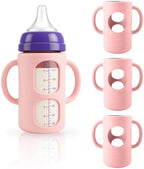 3-Pack Silicone Sleeves for New Lansinoh & Pigeon Glass Baby Bottle 8 oz by Unknown