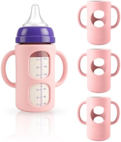 3-Pack Silicone Sleeves for New Lansinoh & Pigeon Glass Baby Bottle 8 oz by Unknown