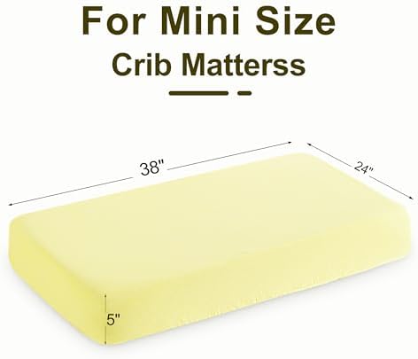 NTBAY Mini Crib Muslin Fitted Sheets, 2 Pack, 24 x 38, Light Yellow - Image 6