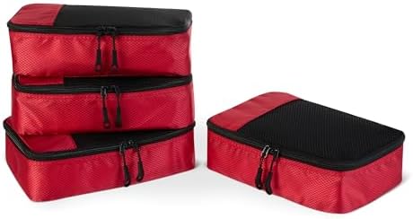 Amazon Essentials 4-Piece Space-Saving Packing Cubes Travel Accessories Set by AmazonEssentials