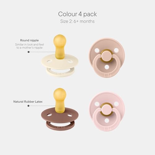 BIBS Colour Pacifier, 0-6 Months, Round Nipple, Vanilla Mix - Image 2