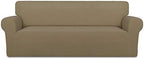 PureFit Stretch Oversized Couch Covers Fleece Sofa Slipcovers Tan by PureFit
