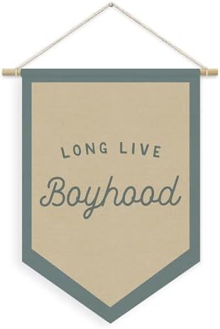 Boys Room Decor, Long Live Boyhood Linen Canvas Banner, Boy Nursery Wall by Unknown