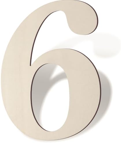 12 Inch Large Wooden Numbers 6 Unfinished Wood Number by Unknown