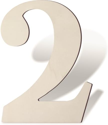 Wooden Numbers 8 Inch Large Paintable Wood Number 2 by Unknown