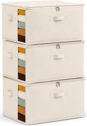 3 Pack Canvas Comforter Storage Bags by Vailando