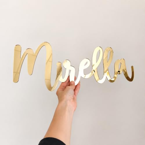 Personalized Gold Acrylic Mirror Name Sign - Image 2
