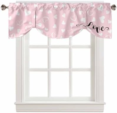 Pink Valentine's Day Blackout Tie Up Valance Curtains by VandarllinHomeKitchenDecor