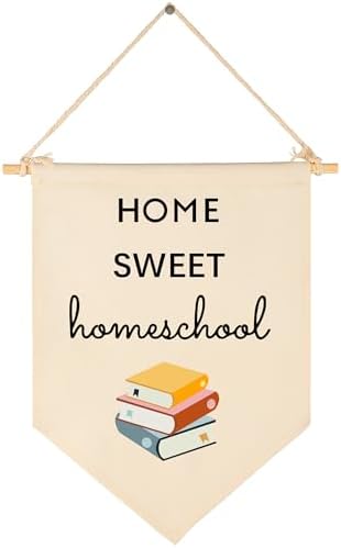 Home Sweet Homeschool Wall Art Inspirational Reading Room Flag Decor Positive by Sioial