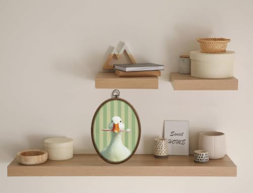Silly Goose Bathroom Decor, Sage Green Stripe Oval wall Art, Waterproof - Image 4