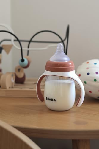 BEABA 2-in-1 Baby Bottle to Transition Sippy Cup, No Spill Sippy Cup, Includes - Image 4