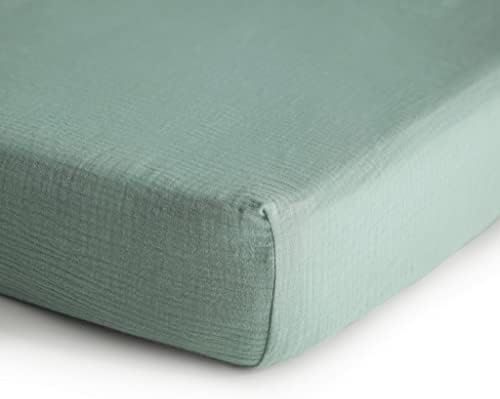 mushie Extra Soft Muslin Fitted MINI Crib Sheet | 24"x 38" - Image 2