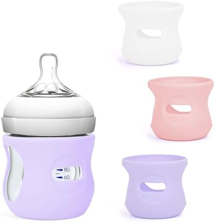 Silicone Sleeves for Avent Natural Glass Baby Bottles, BPA Free, Anti Breakage by AUDRWALL