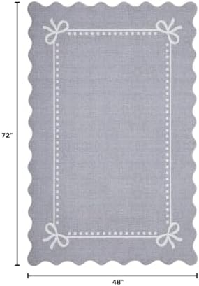 Garvee Scalloped Bow Rug Grey Washable Solid 4x6 Area Rugs - Image 2