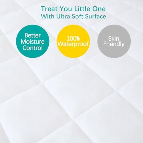 Mini Crib Mattress Protector 2 Pack Mini Crib Sheets Waterproof Pad Cover - Image 7