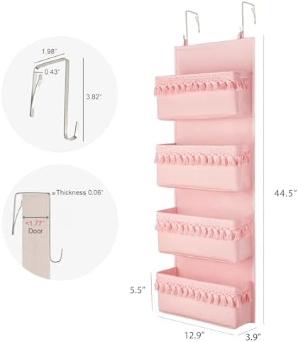 Dahey Over The Door Organizer 4 Pockets Hanging Behind Door Storage - Image 3