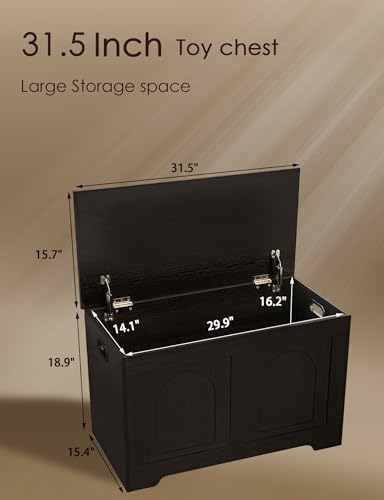 DINZI LVJ Storage Chest, Wooden Toy Box, Espresso 31.5" L - Image 3