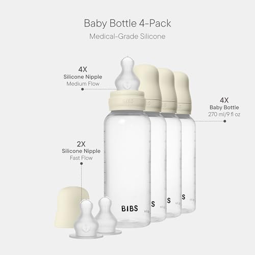 BIBS Plastic Baby Bottle, 270 ml, Silicone Nipple - Image 2