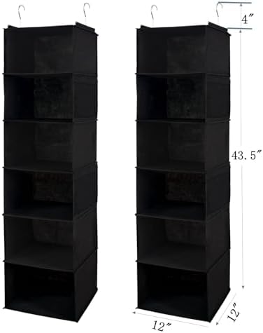 BrilliantJo 6 Shelves Hanging Closet Organizer, 2 Pack Hanging Storage - Image 3