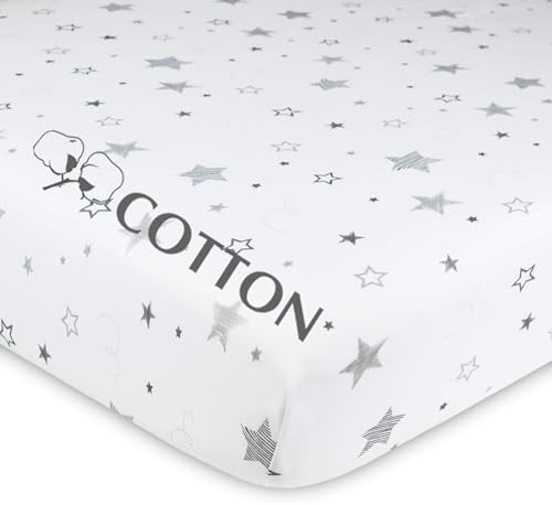 American Baby Company Cotton Fitted Crib Sheet 52x28", Super Stars - Image 2